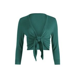 NWT Peruvian Connection Nikki Tie-Waist Cardigan Caribe Blue Green